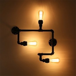 Luminárias de parede vintage industriais de tubo, luzes pretas criativas, iluminação para decoração de restaurante, café, bar, com acabamento pintado de 3 luzes