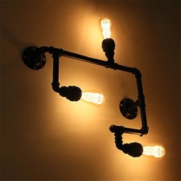 Luminárias de parede vintage industriais de tubo, luzes pretas criativas, iluminação para decoração de restaurante, café, bar, com acabamento pintado de 3 luzes