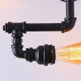 Luminárias de parede vintage industriais de tubo, luzes pretas criativas, iluminação para decoração de restaurante, café, bar, com acabamento pintado de 3 luzes