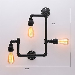 Luminárias de parede vintage industriais de tubo, luzes pretas criativas, iluminação para decoração de restaurante, café, bar, com acabamento pintado de 3 luzes