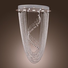 Lustre moderno contemporâneo de cristal cromado com montagem embutida