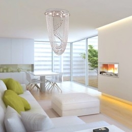 Lustre moderno contemporâneo de cristal cromado com montagem embutida