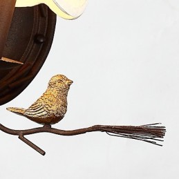 Luminária de parede vintage de metal com pássaro de resina e pinha da América do Norte, adequada para sala de estar, sala de jantar, luminária de parede