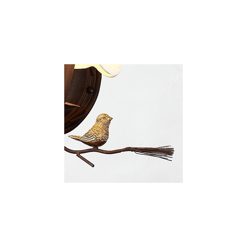 Luminária de parede vintage de metal com pássaro de resina e pinha da América do Norte, adequada para sala de estar, sala de jantar, luminária de parede