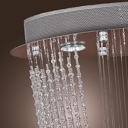 Lustre moderno contemporâneo de cristal cromado com montagem embutida