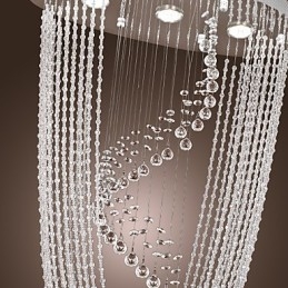 Lustre moderno contemporâneo de cristal cromado com montagem embutida