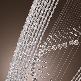 Lustre moderno contemporâneo de cristal cromado com montagem embutida