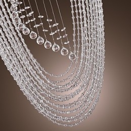 Lustre moderno contemporâneo de cristal cromado com montagem embutida