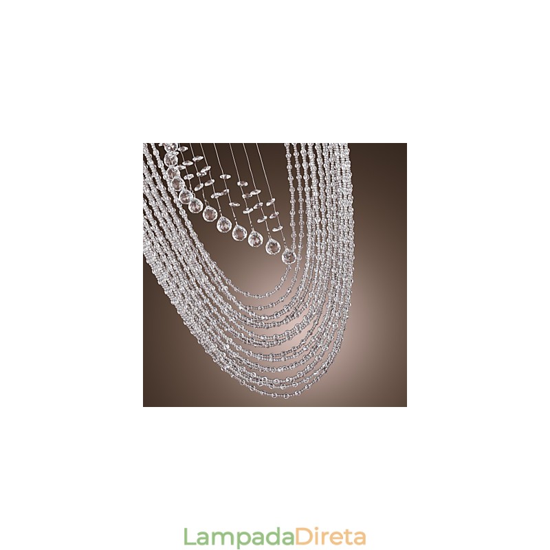 Lustre moderno contemporâneo de cristal cromado com montagem embutida