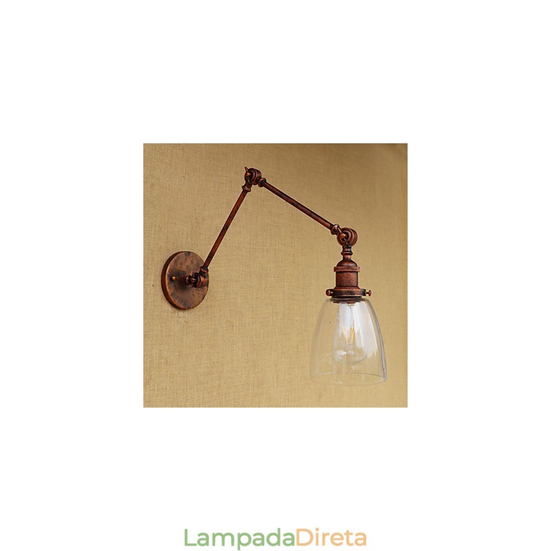 Lodge rústico Country Retro galvanizado com recurso para braço ajustável em altura e ângulo, proteção ocular