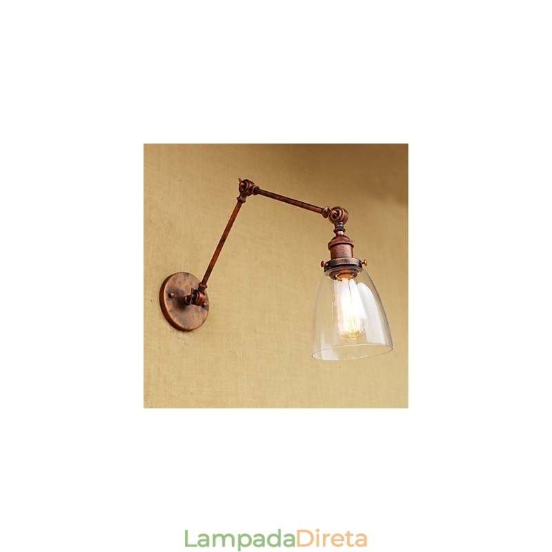 Lodge rústico Country Retro galvanizado com recurso para braço ajustável em altura e ângulo, proteção ocular