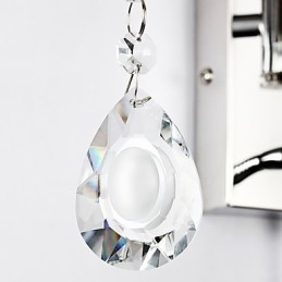 Luminária de parede para quarto, luminária de leitura, luminária de tecido, moderna, contemporânea, estilo country, cromada, com recurso para braço oscilante de cristal