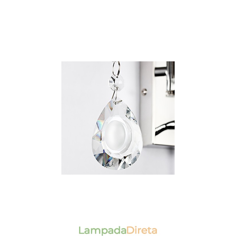 Luminária de parede para quarto, luminária de leitura, luminária de tecido, moderna, contemporânea, estilo country, cromada, com recurso para braço oscilante de cristal