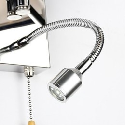 Luminária de parede para quarto, luminária de leitura, luminária de tecido, moderna, contemporânea, estilo country, cromada, com recurso para braço oscilante de cristal