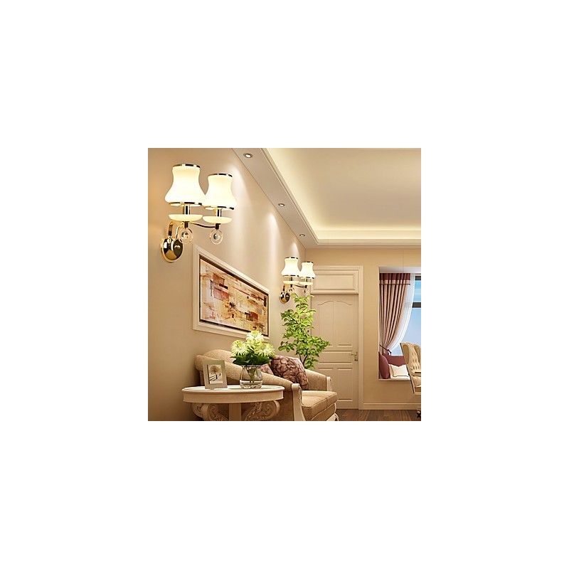 Recurso eletrogalvanizado contemporâneo moderno para arandelas de parede de luz ambiente de cristal