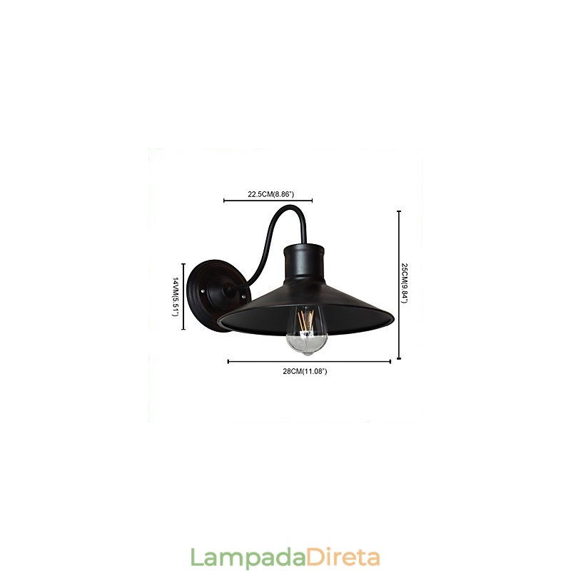 Luminária de parede Arandelas de parede Luminária de parede de ferro Lâmpada de parede sabre de luz preta muda na parede