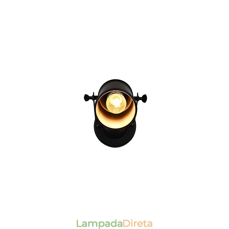 Luminária de parede de aço pintado, decoração de café americano preto e branco, luminária de parede retrô, lâmpada de sabre de luz na parede