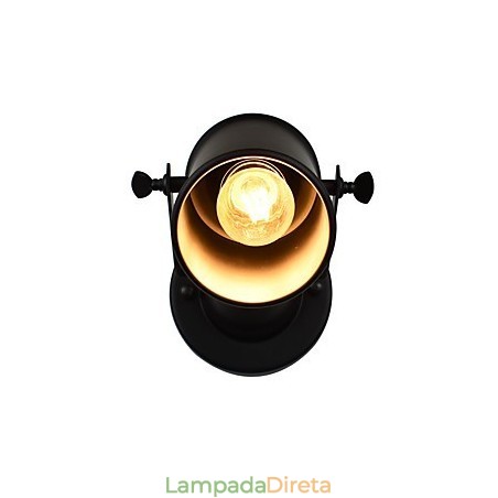 Luminária de parede de aço pintado, decoração de café americano preto e branco, luminária de parede retrô, lâmpada de sabre de luz na parede