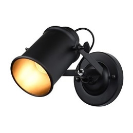 Luminária de parede de aço pintado, decoração de café americano preto e branco, luminária de parede retrô, lâmpada de sabre de luz na parede