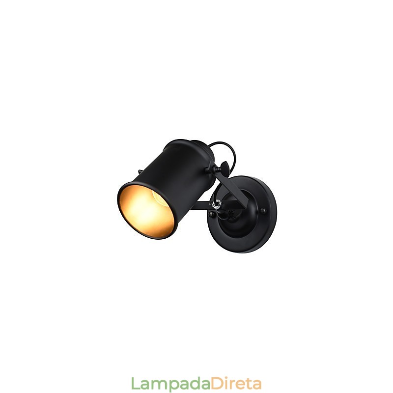 Luminária de parede de aço pintado, decoração de café americano preto e branco, luminária de parede retrô, lâmpada de sabre de luz na parede