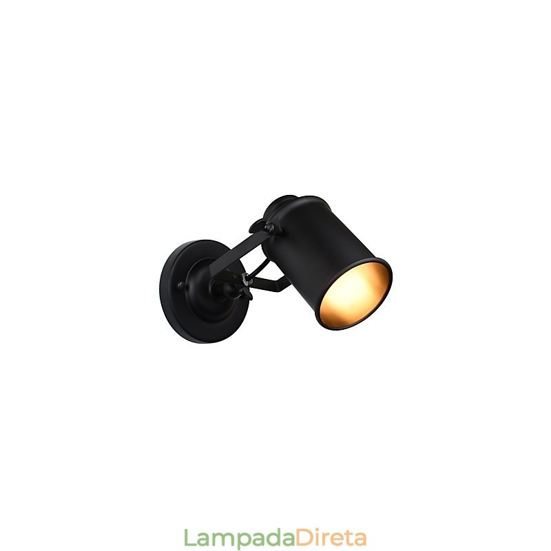 Luminária de parede de aço pintado, decoração de café americano preto e branco, luminária de parede retrô, lâmpada de sabre de luz na parede