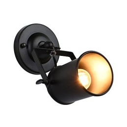 Luminária de parede de aço pintado, decoração de café americano preto e branco, luminária de parede retrô, lâmpada de sabre de luz na parede