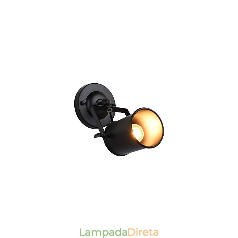 Luminária de parede de aço pintado, decoração de café americano preto e branco, luminária de parede retrô, lâmpada de sabre de luz na parede