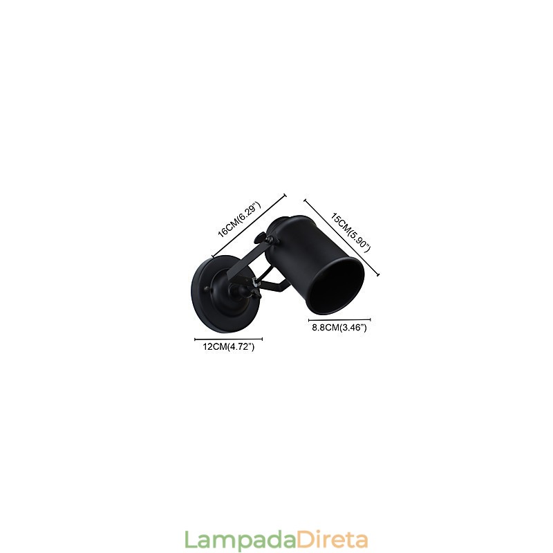 Luminária de parede de aço pintado, decoração de café americano preto e branco, luminária de parede retrô, lâmpada de sabre de luz na parede