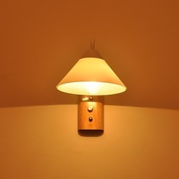 Luminária de parede simples, abajur de mesa de cabeceira com cúpula de vidro e madeira maciça para quarto, cômoda, sala de estar, quarto de bebê, dormitório universitário, mesa de centro, estantes de livros