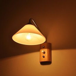 Luminária de parede simples, abajur de mesa de cabeceira com cúpula de vidro e madeira maciça para quarto, cômoda, sala de estar, quarto de bebê, dormitório universitário, mesa de centro, estantes de livros