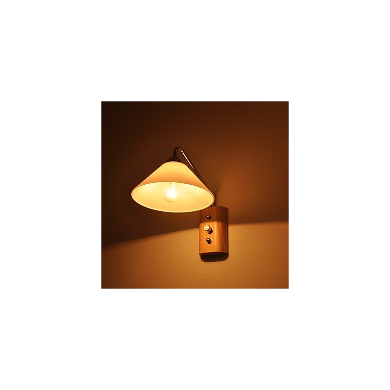 Luminária de parede simples, abajur de mesa de cabeceira com cúpula de vidro e madeira maciça para quarto, cômoda, sala de estar, quarto de bebê, dormitório universitário, mesa de centro, estantes de livros