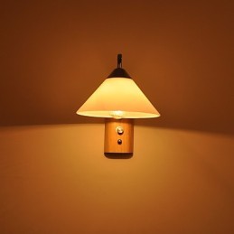 Luminária de parede simples, abajur de mesa de cabeceira com cúpula de vidro e madeira maciça para quarto, cômoda, sala de estar, quarto de bebê, dormitório universitário, mesa de centro, estantes de livros