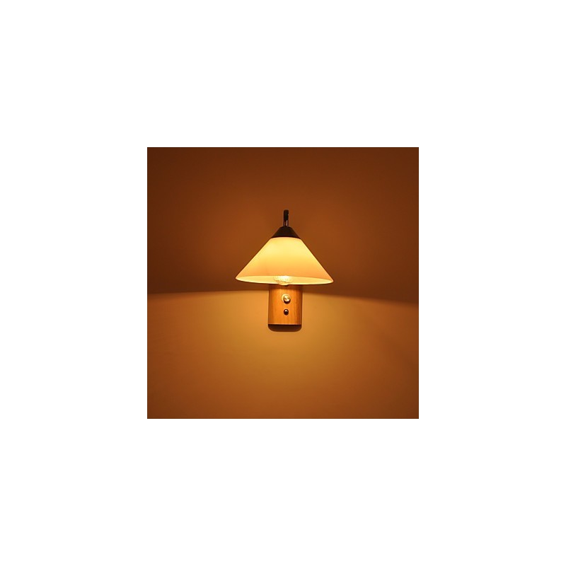 Luminária de parede simples, abajur de mesa de cabeceira com cúpula de vidro e madeira maciça para quarto, cômoda, sala de estar, quarto de bebê, dormitório universitário, mesa de centro, estantes de livros