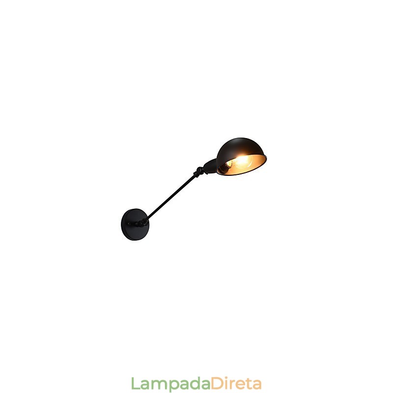 Luminária de parede de aço pintado, decoração de café americano preto e branco, luminária de parede retrô, lâmpada de sabre de luz na parede