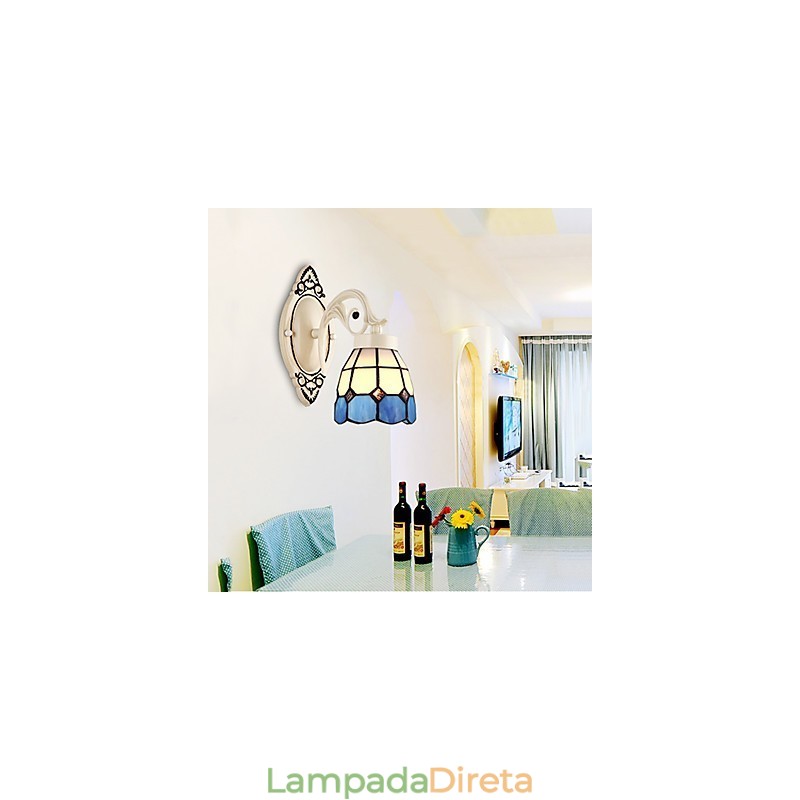 Pintura rústica de chalé para arandelas de parede com luz ambiente