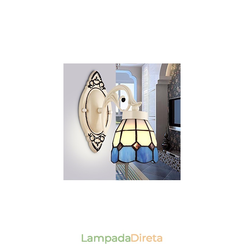 Pintura rústica de chalé para arandelas de parede com luz ambiente