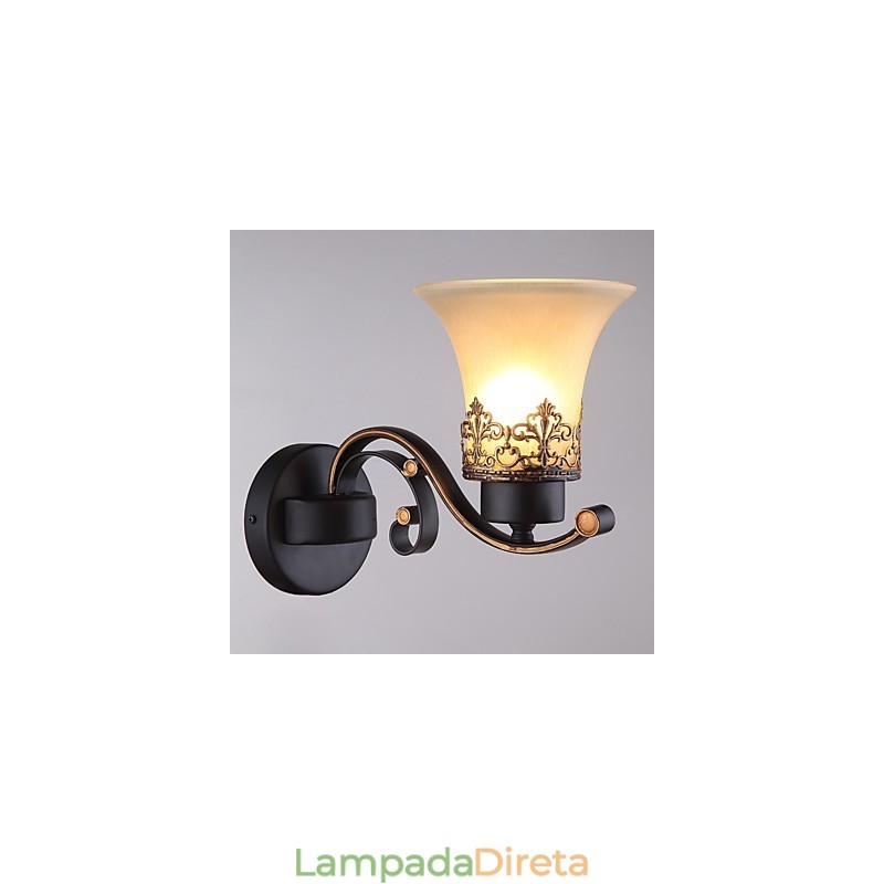 Luminária de parede vintage americana de metal com vidro para sala de jantar, sala de estar, hall de entrada, decoração de parede