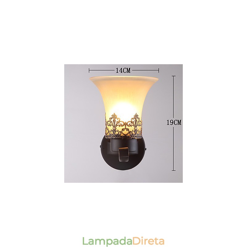 Luminária de parede vintage americana de metal com vidro para sala de jantar, sala de estar, hall de entrada, decoração de parede