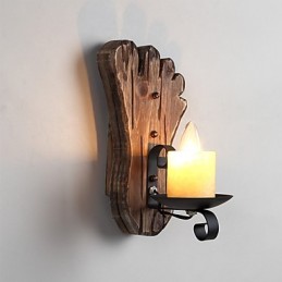Luminária de parede de pintura de metal de madeira vintage retrô industrial de cabeça única para decoração de corredor de hotel em casa