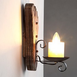 Luminária de parede de pintura de metal de madeira vintage retrô industrial de cabeça única para decoração de corredor de hotel em casa