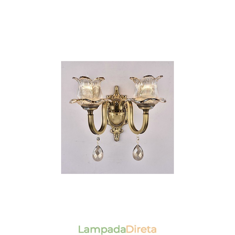 Luminária de parede estilo mini uplight com recurso de latão rústico Lodge