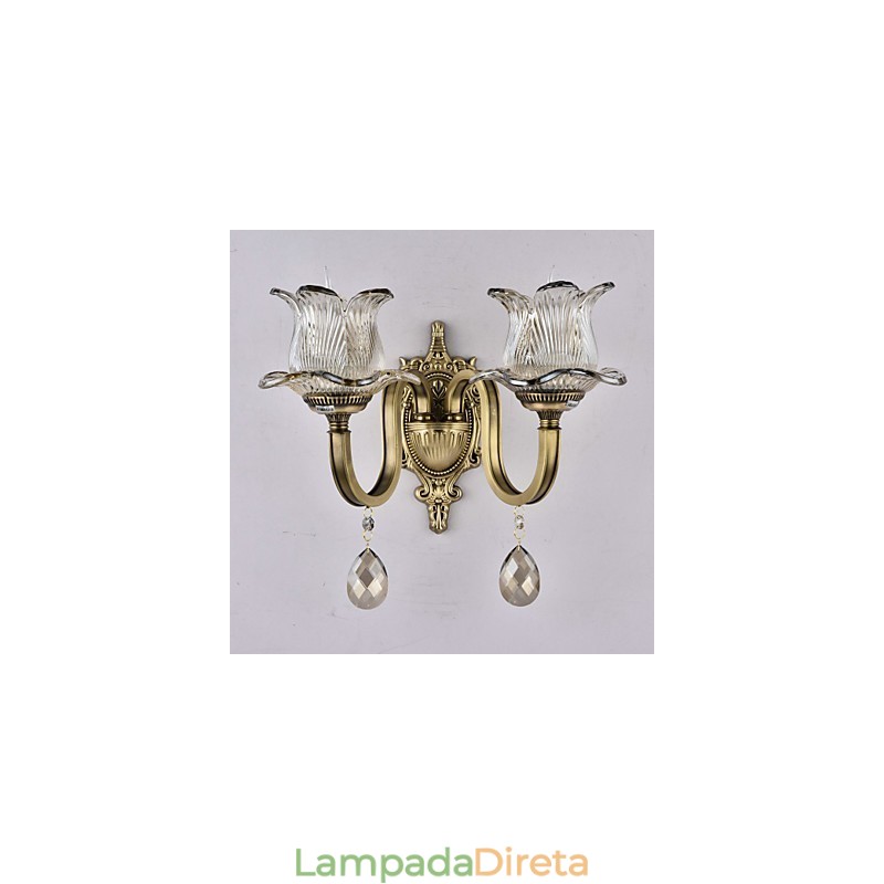 Luminária de parede estilo mini uplight com recurso de latão rústico Lodge