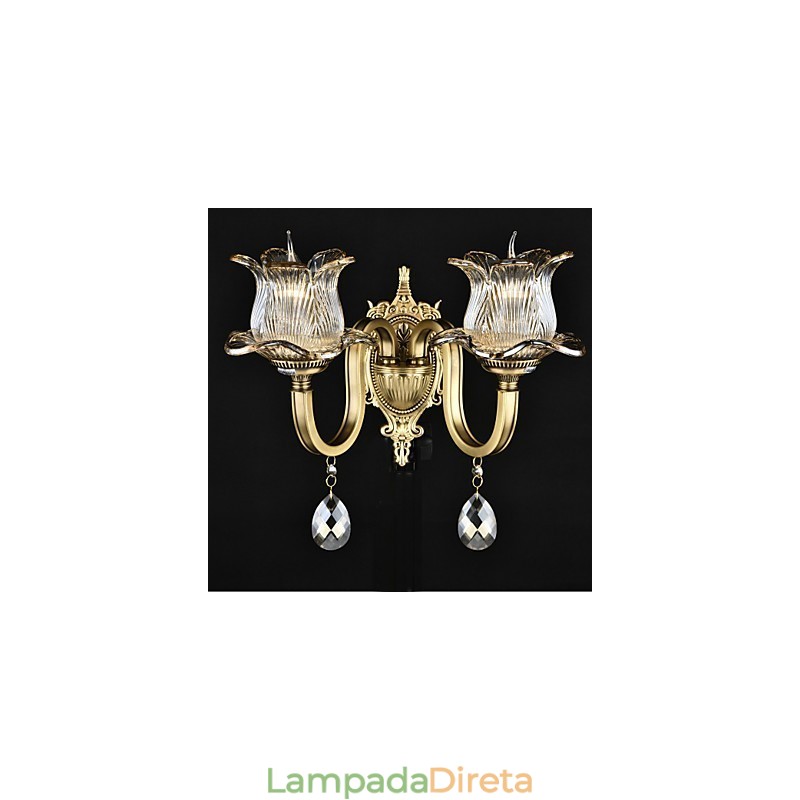 Luminária de parede estilo mini uplight com recurso de latão rústico Lodge