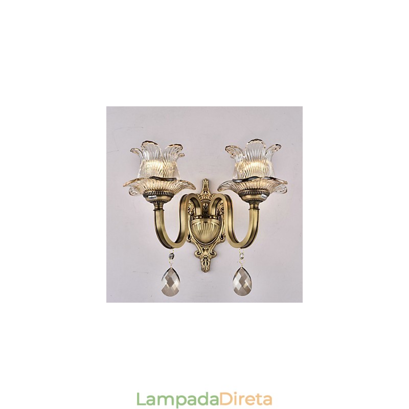 Luminária de parede estilo mini uplight com recurso de latão rústico Lodge