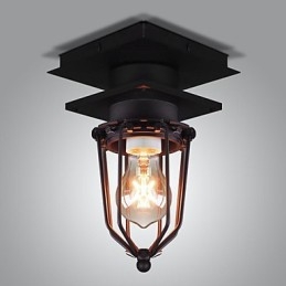 Luminária de parede retrô forjada, lâmpada de teto de cabeça única, antiga, estilo loft, americana, ferro, vintage, gaiolas pequenas