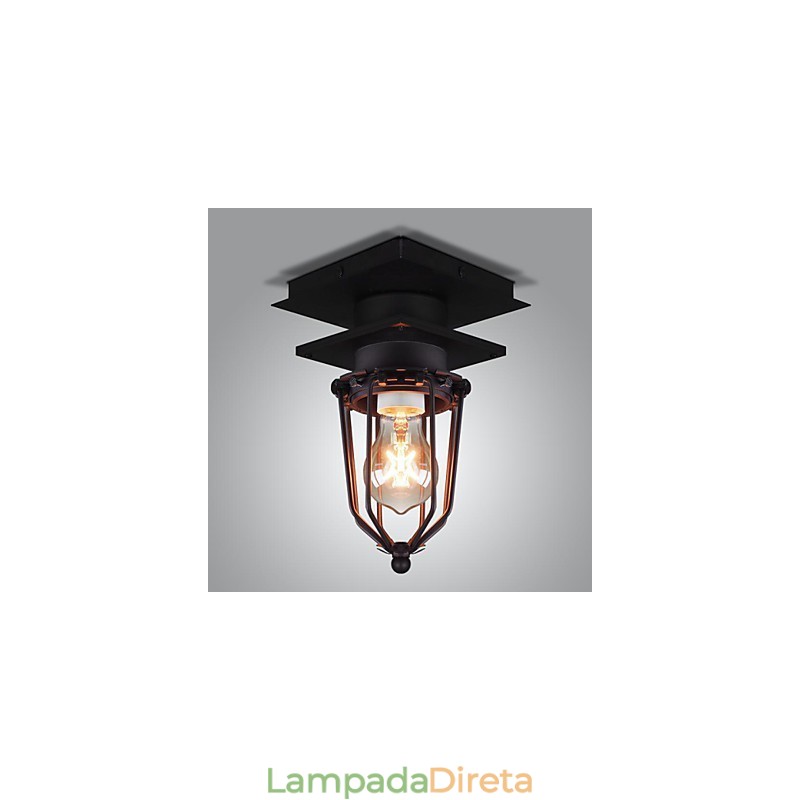 Luminária de parede retrô forjada, lâmpada de teto de cabeça única, antiga, estilo loft, americana, ferro, vintage, gaiolas pequenas