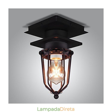 Luminária de parede retrô forjada, lâmpada de teto de cabeça única, antiga, estilo loft, americana, ferro, vintage, gaiolas pequenas Luminária de parede retrô forjada, lâmpada de teto de cabeça única, antiga, estilo loft, americana, ferro, vintage, gaiolas pequenas