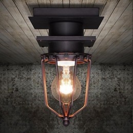 Luminária de parede retrô forjada, lâmpada de teto de cabeça única, antiga, estilo loft, americana, ferro, vintage, gaiolas pequenas