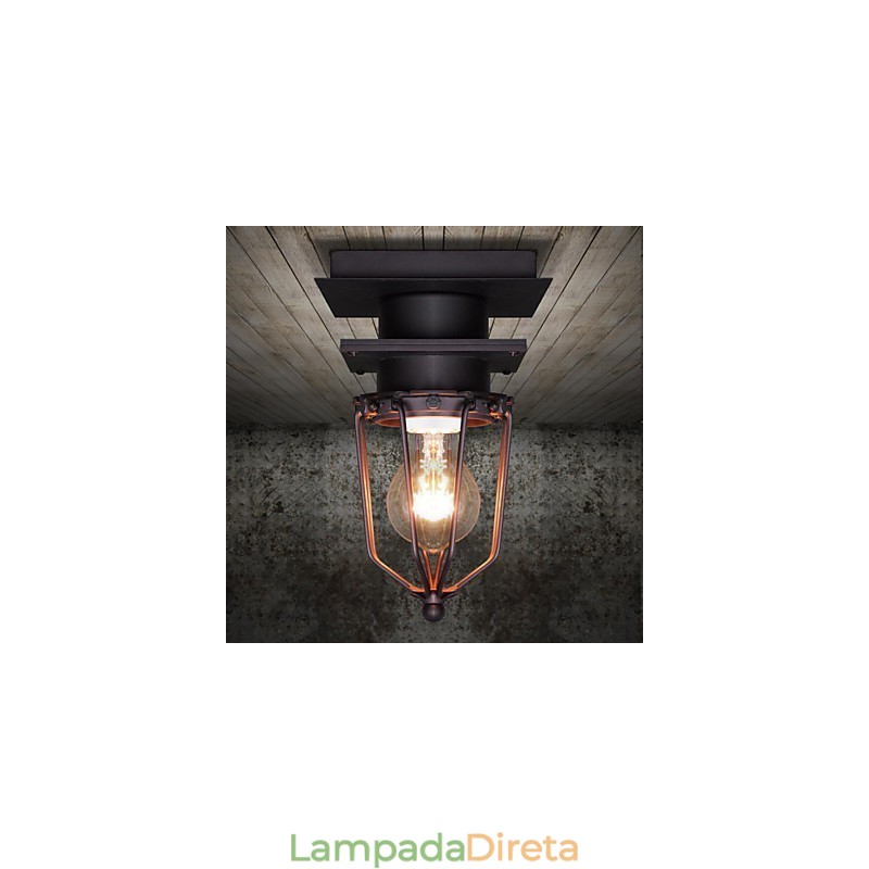 Luminária de parede retrô forjada, lâmpada de teto de cabeça única, antiga, estilo loft, americana, ferro, vintage, gaiolas pequenas
