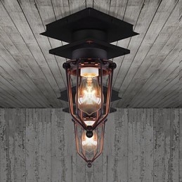 Luminária de parede retrô forjada, lâmpada de teto de cabeça única, antiga, estilo loft, americana, ferro, vintage, gaiolas pequenas